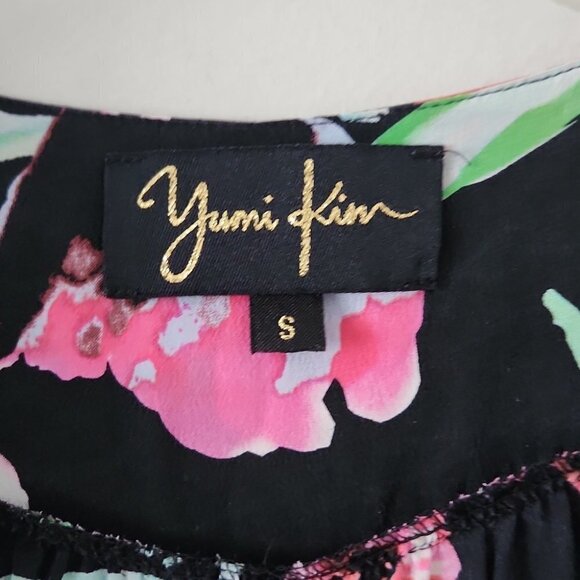 YUMI KIM | 100%  silk Soho mixer faux dress floral black pink sz S - Picture 5 of 7